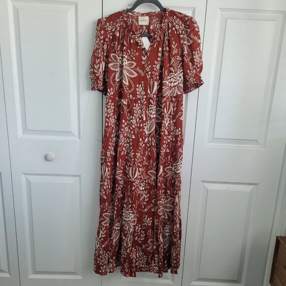NWT PETITIE MENDIGOTE Romy Midi Dress in Terra Color - Picture 2 of 7